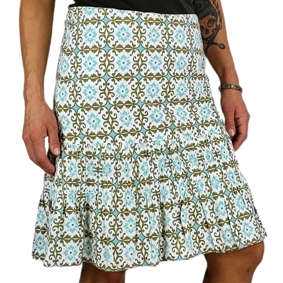 Fossil Cotton Skirt Size 8 Pleated Ruffled Green - Picture 4 of 5